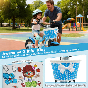 16 Inch Kids Bike with Training Wheels and Basket Navy Color