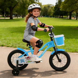 16 Inch Kids Bike with Training Wheels and Basket Navy Color
