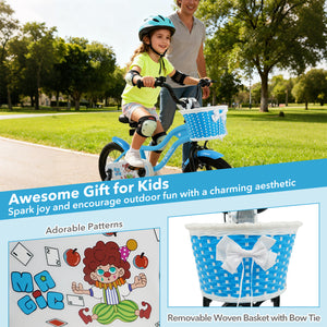 16 Inch Kids Bike with Training Wheels and Basket Navy Color