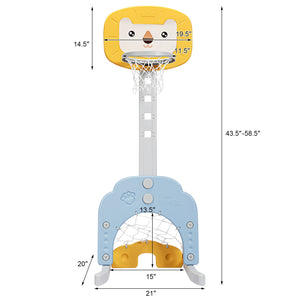 3-in-1 Adjustable Kids Basketball Hoop Sports Set - Adjustable Height