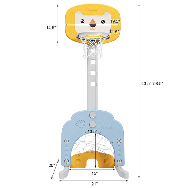 3-in-1 Adjustable Kids Basketball Hoop Sports Set - Adjustable Height