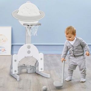 3 in 1 Height Adjustable Kids Basketball Hoop Set with Balls