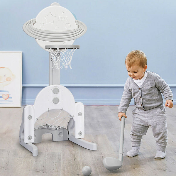 3 in 1 Height Adjustable Kids Basketball Hoop Set with Balls