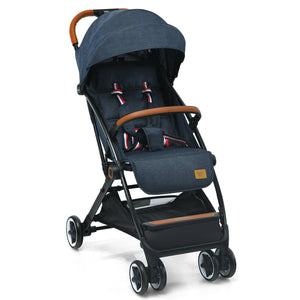 Lightweight aluminium frame baby stroller with net, angled view, perfect for travel and outdoor adventures.