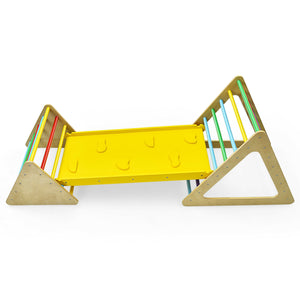 3 in 1 Wooden Set of 2 Triangle Climber with Ramp for Slid for Toddlers & Kids