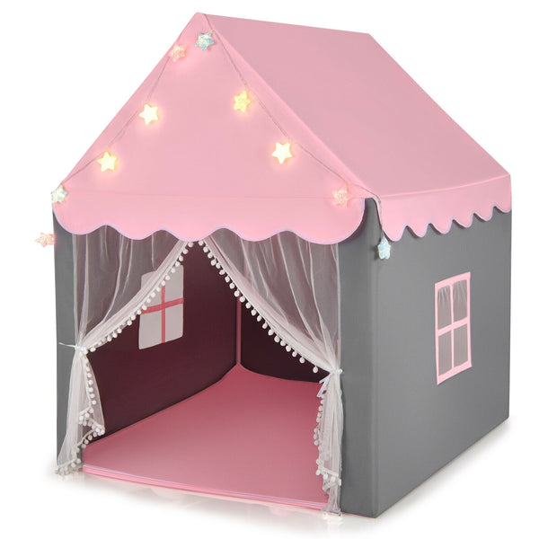 Kids Playhouse Tent with Colorful Star Lights and Mat