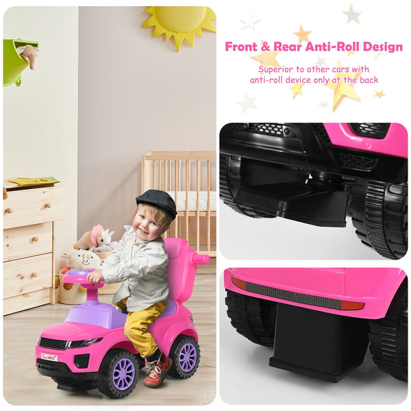 3 in 1 Ride on Push Car Toddler Stroller Sliding Car with Music