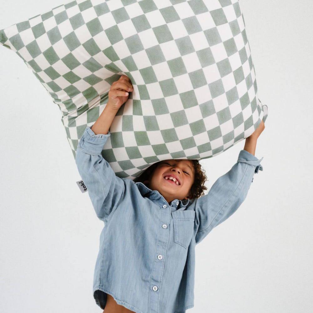 Checker Matcha Bean Bag for babies, featuring a stylish design and comfortable seating for playtime and relaxation.