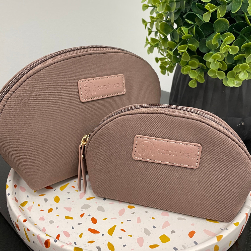 Sarah Wells PackSWell Neoprene Organizer Set of 3 – Washable Zipper Pouches for Pump Parts, Travel, Makeup, Snacks, Tech Cords & More