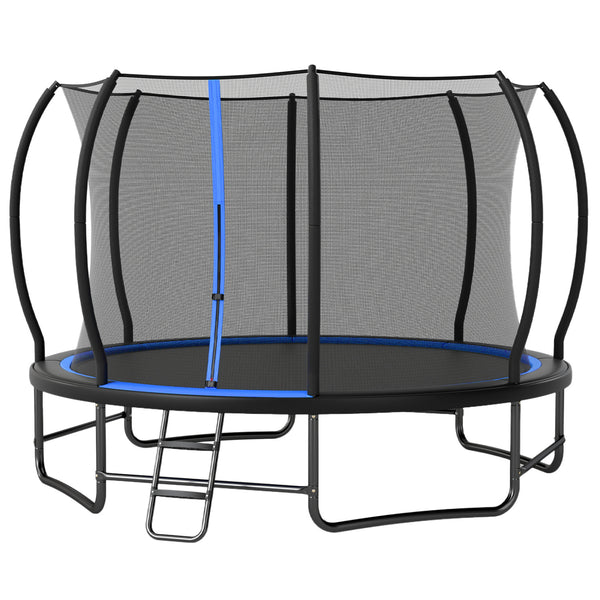 Outdoor Recreational Trampoline with Enclosure Net and 4 Stabilizer Bars for Backyard