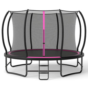Outdoor Recreational Trampoline with Enclosure Net and 4 Stabilizer Bars for Backyard