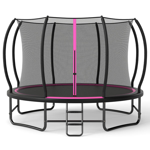 Outdoor Recreational Trampoline with Enclosure Net and 4 Stabilizer Bars for Backyard