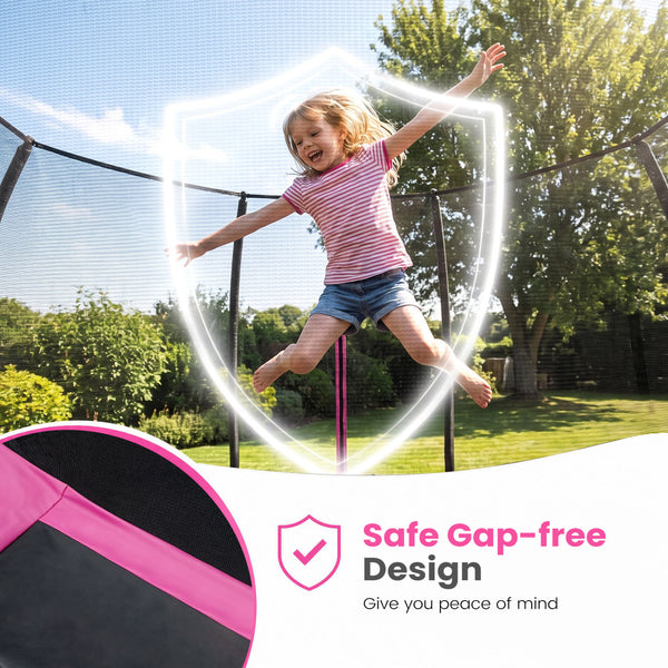 Outdoor Recreational Trampoline with Enclosure Net and 4 Stabilizer Bars for Backyard