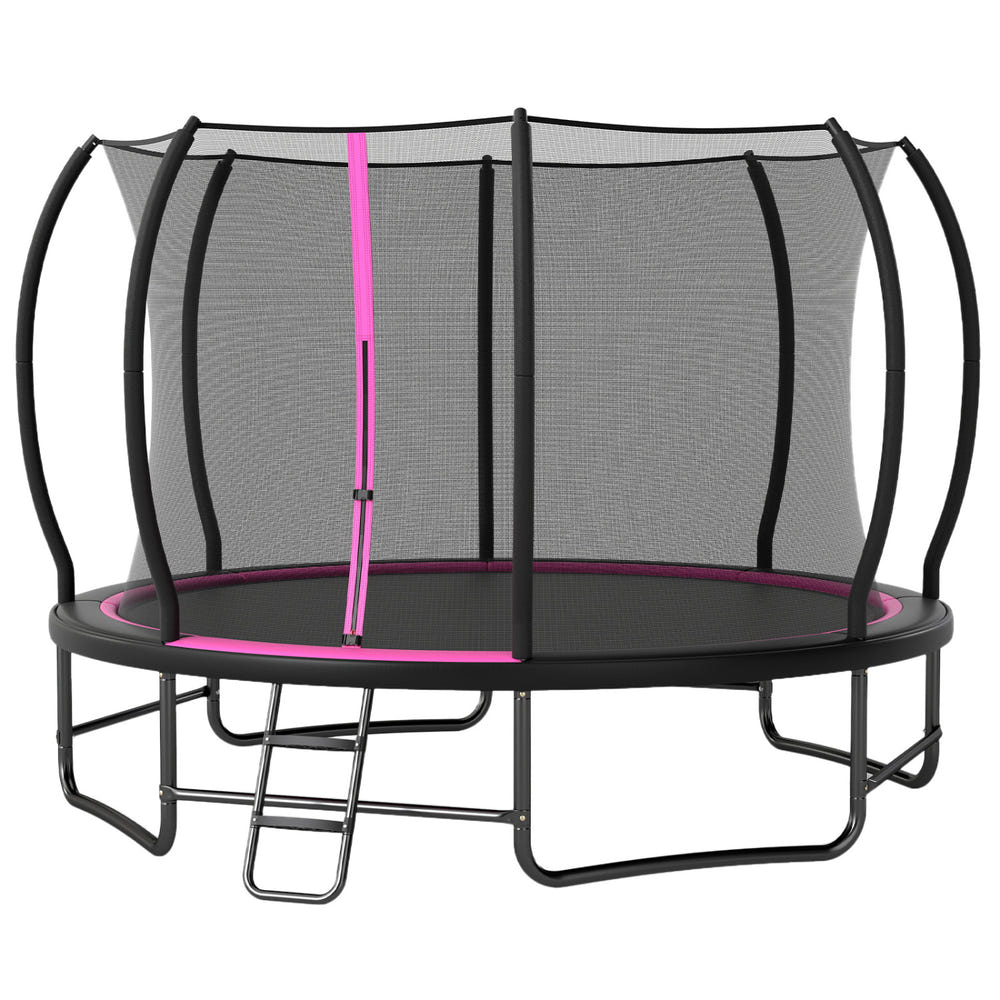 Outdoor Recreational Trampoline with Enclosure Net and 4 Stabilizer Bars for Backyard