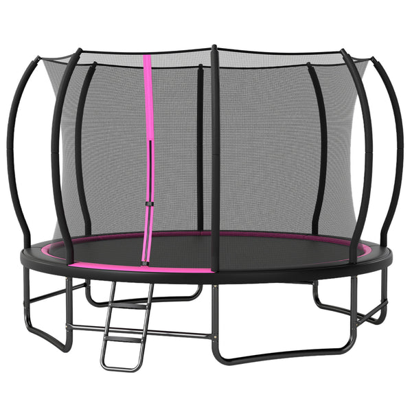 Outdoor Recreational Trampoline with Enclosure Net and 4 Stabilizer Bars for Backyard