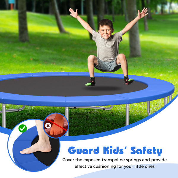 Blue 15 Feet Trampoline Pad Replacement Safety Pad with Fixing Straps, angle view, ideal for toys and hobbies.