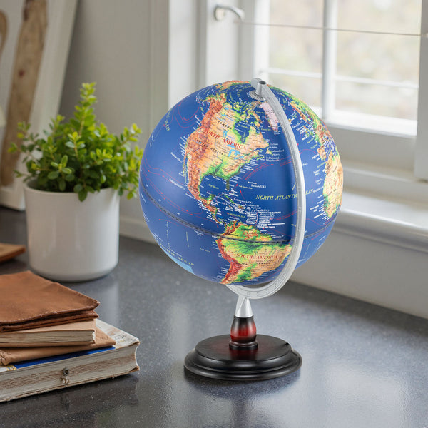 12-inch illuminated antique world globe night lamp for kids, perfect for educational play and decor.