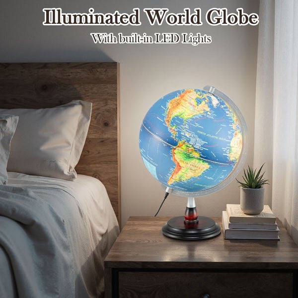12-inch illuminated antique world globe night lamp for kids, perfect for playtime and decor.