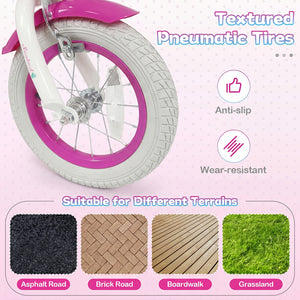 18-Inch Kids Bike Adjustable with Basket and Streamers Rose Red - Princess of the Sea Theme