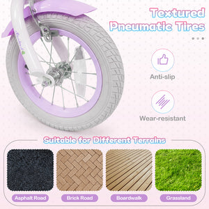 18-Inch Kids Bike Adjustable with Basket and Streamers Purple - Princess of the Sea Theme