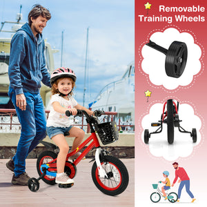 12-inch kids bike with training wheels for 3-4 years old, viewed at angle 23, perfect for young riders.