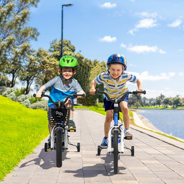 12-inch kids bike with training wheels for 3-4 years old, perfect for safe and fun outdoor play.