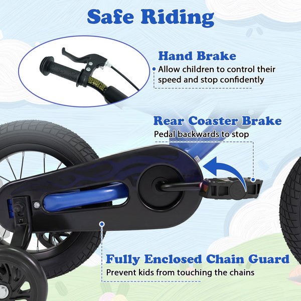 12-inch kids bike with training wheels for ages 3-4, viewed from angle 13, perfect for early riders.