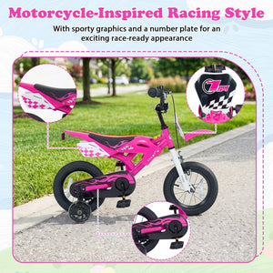 12-inch kids bike with training wheels for ages 3-4, viewed from angle 23, perfect for beginner riders.