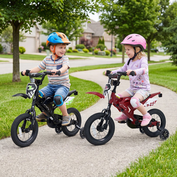 12-inch kids bike with training wheels for ages 3-4, shown at a 26-degree angle. Perfect for early riders!