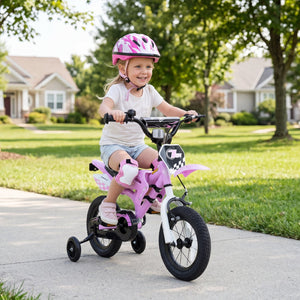 12-inch kids bike with training wheels for ages 3-4, viewed at a 33-degree angle. Perfect for beginner riders!