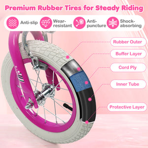 12-inch pink kids bike for ages 3-8, featuring adjustable handlebars, Starlight Wave design, shown at angle 7.