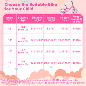 12-inch pink kids bike for ages 3-8, featuring adjustable handlebars, Starlight Wave design, shown from angle 4.