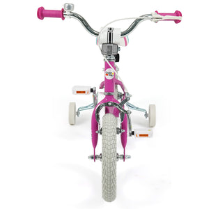 12-inch pink kids bike for ages 3-8, featuring adjustable handlebars, Starlight Wave design, viewed from angle 3.