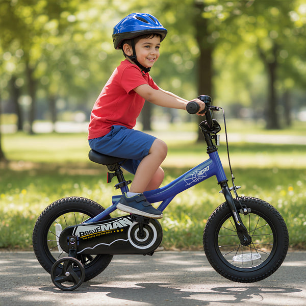 14-Inch Kids Bike with Removable Training Wheels Navy - Brave Hero