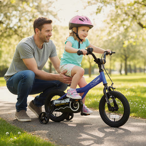 14-Inch Kids Bike with Removable Training Wheels Navy - Brave Hero