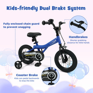14-Inch Kids Bike with Removable Training Wheels Navy - Brave Hero