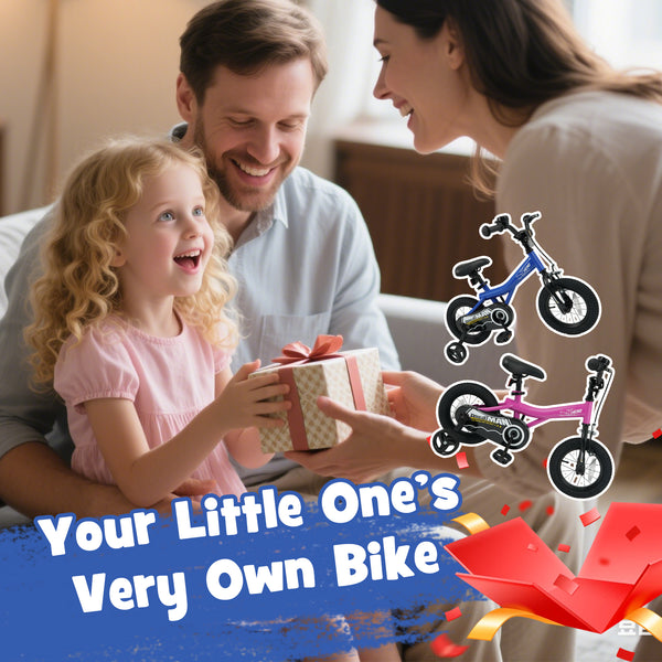 14-Inch Kids Bike with Removable Training Wheels Navy - Brave Hero