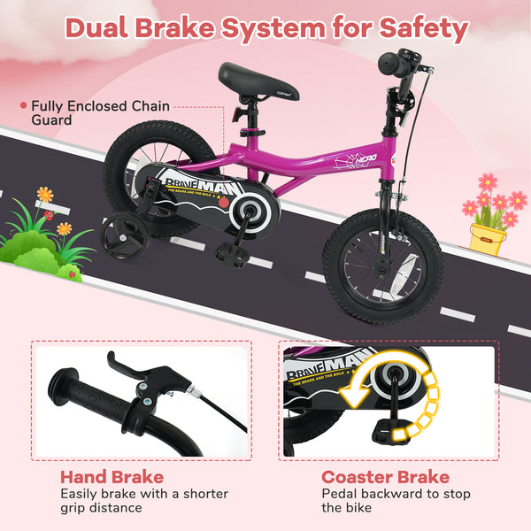14-Inch Kids Bike with Removable Training Wheels Pink