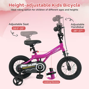 14-Inch Kids Bike with Removable Training Wheels Pink