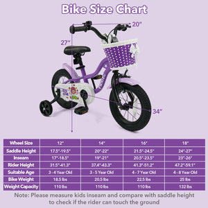 Magic Purple 12-inch kids bike with training wheels for ages 3-4, shown from angle 3. Perfect for young riders!
