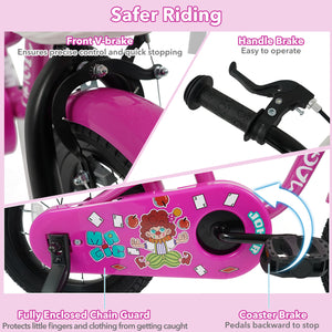 12-inch Magic Rose kids bike with training wheels for ages 3-4, shown at angle 6, perfect for young riders.