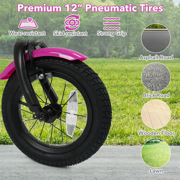 12-inch Magic Rose kids bike with training wheels for ages 3-4, viewed from angle 7. Perfect for little riders!