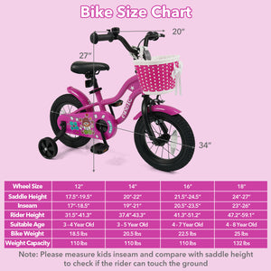 12-inch Magic Rose kids bike with training wheels for ages 3-4, shown from angle 3. Perfect for early riders!