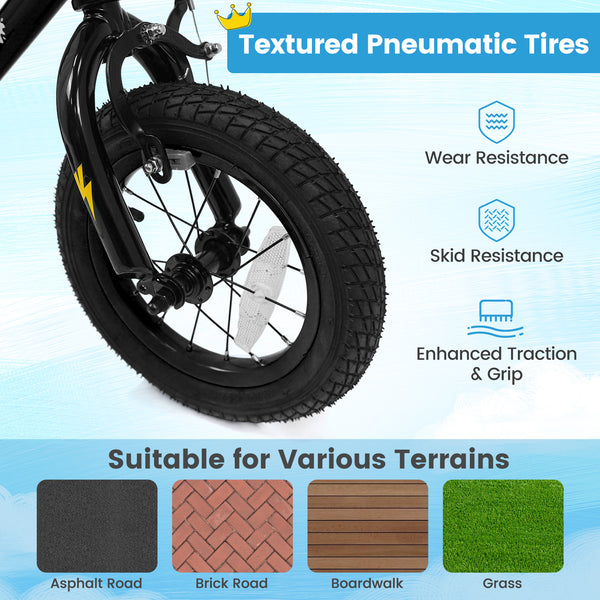 18 Inch Kids Bike with Training Wheels for Ages 4-8 Years Old Black- Street Art Time