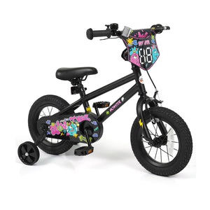 18 Inch Kids Bike with Training Wheels for Ages 4-8 Years Old Black- Street Art Time