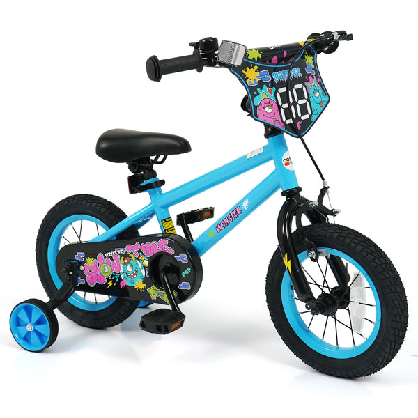 16 Inch Kids Bike with Training Wheels for Ages 4-7 Years Old Blue- Street Art Time