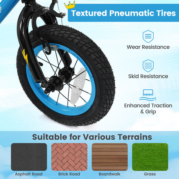 16 Inch Kids Bike with Training Wheels for Ages 4-7 Years Old Blue- Street Art Time