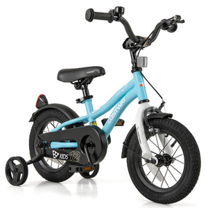 14-inch kids bike with training wheels for ages 3-5, shown at a 27-degree angle, perfect for young riders.