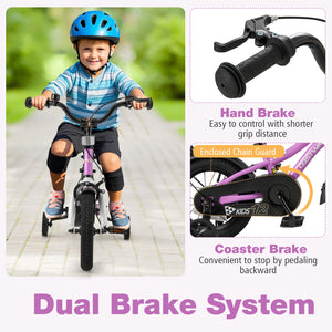 Kids Bike 14-Inch Children Training Bicycle with 2 Brake for 3