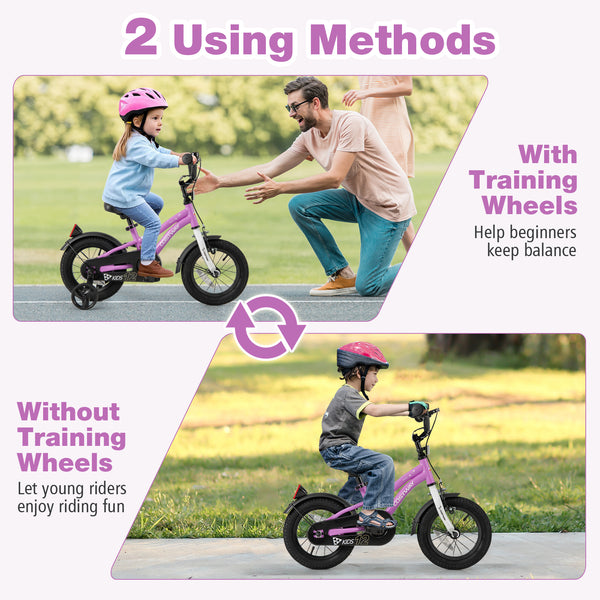 Kids Bike 14-Inch Children Training Bicycle with 2 Brake for 3